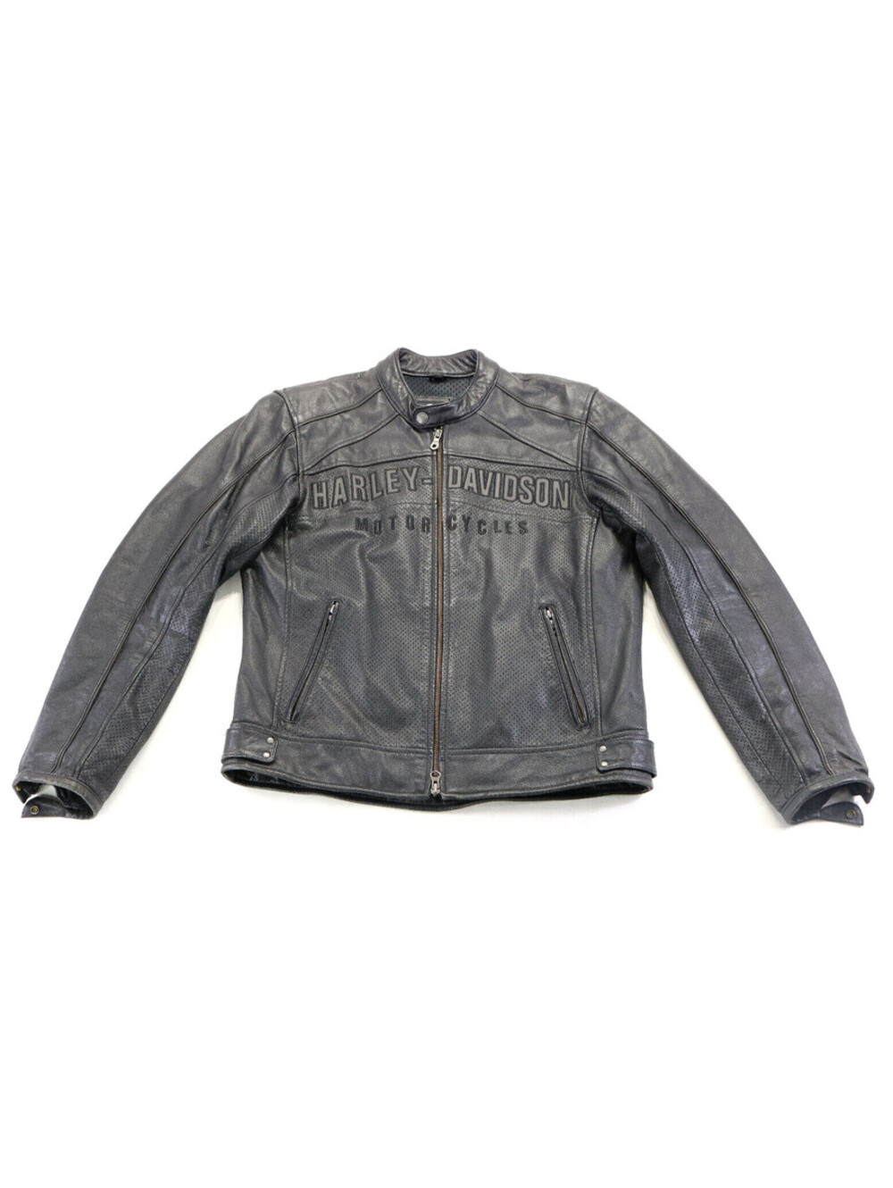 harley davidson jacket M black leather  armor pockets Perforated Reflective bar